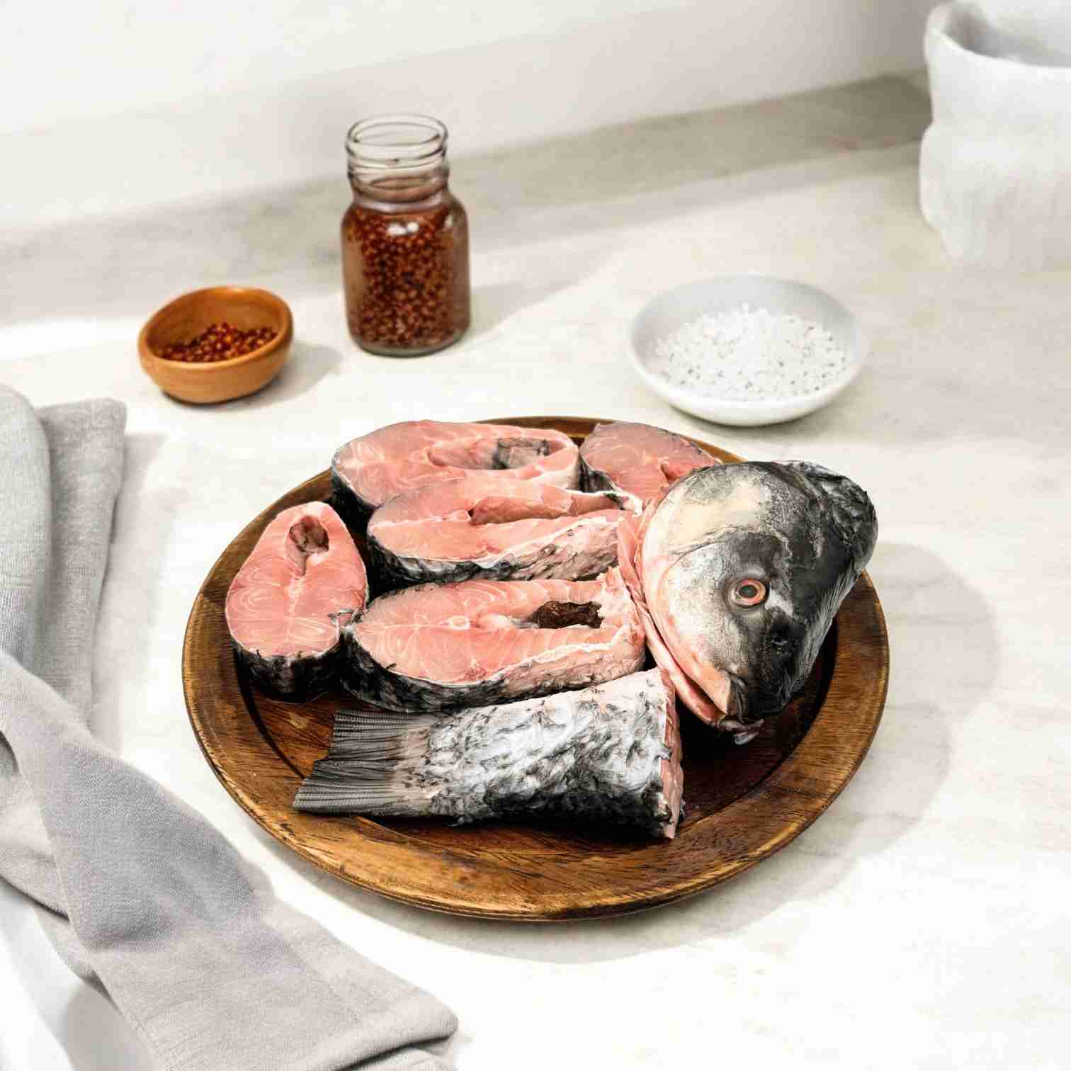 Freshwater Rohu (Rui) Medium - Whole Fish with Head(800 Gram-1 kg)